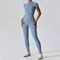Yoga Set Women's Jumpsuits One-Piece Suit Zipper Short Sleeve Gym Push Up Workout Clothes Fitness