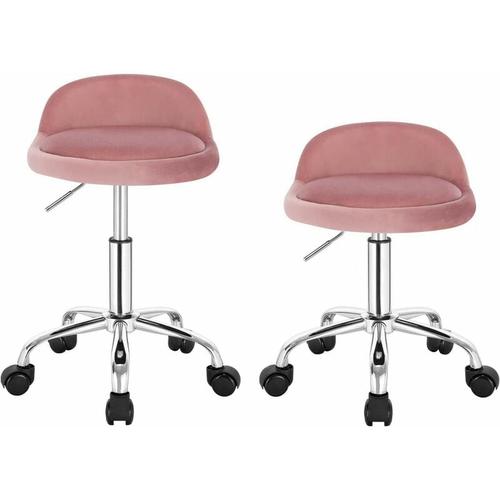 2X Bürohocker mit Rollen Drehhocker höhenverstellbar Sitzhöhe 43-54,5 cm rosa – rosa – Woltu