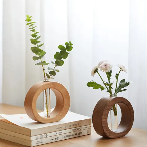 Holz Hydrokultur Blume Topf Home Vase Decor Transparent Nachahmung Glas Soilless Anlage Töpfe Grüne