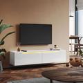 Mobile tv Mobile da Soggiorno Porta tv 2 Cassetto con led Design Moderno 140x35x30cm Bianco - Sonni