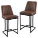 24 Inches Industrial Faux Leather Counter Height Bar Stools with Metal Frame Set of 2