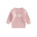 Qtinghua Infant Toddler Baby Girls Sweater Long Sleeve Letter Print Pullover Winter Warm Clothes Light Pink 3-4 Years