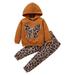URMAGIC Baby Girl Outfits Leopard Cotton Pullover Sweatshirt Hoodies Tops Pants 2 Pcs 9M-6T