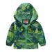 Toddler Boys Girls Casual Jackets Printing Cartoon Hooded Outerwear Zipper Coats Long Sleeve Windproof Coats Green 100