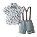 Boys Summer Short Sleeved Suit Summer Shirt Strap Shorts Blue 90