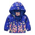 Toddler Boys Girls Casual Jackets Printing Cartoon Hooded Outerwear Zipper Coats Long Sleeve Windproof Coats Dark Blue 130