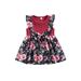 IZhansean Toddler Baby Girls Summer Dress Sleeveless Ruffle Floral Tutu Dress Party A-Line Dresses Wine Red 18-24 Months