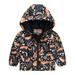 Toddler Boys Girls Casual Jackets Printing Cartoon Hooded Outerwear Zipper Coats Long Sleeve Windproof Coats Orange 130