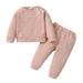 YDOJG Baby Toddler Girls Outfit Set Boys Winter Long Sleeve Solid Thickened Warm Romper Tops Pants 2Pcs Outfits Clothes Set For Toddler For 0-3 Months