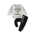 IZhansean Toddler Infant Baby Boy Winter Clothes Cow Pullover Sweatshirt Top Jogger Pants Casual Outfits Gray Black 6-12 Months