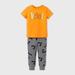 Cat & Jack Toddler Boys Short Sleeve Monster Boo Top & Jogger Bottom Set Sun Orange (5T)