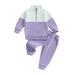 Bagilaanoe 2PCS Toddler Baby Girl Boy Long Pants Set Contrast Color Long Sleeve Zipper Sweatshirt Tops + Sweatpants 6M 12M 18M 24M 3T 4T 5T Kids Casual Sweatsuits