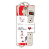 Elink EL-674 - 6 Outlet Power Bar with Surge Protector 4 Feet White