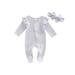 IZhansean Newborn Baby Girls Striped Sleeper Zipper Footie Romper Ruffle One Piece Infant Clothes Purple 0-3 Months