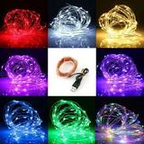 USB Plug In 33ft 100 LED Micro Copper Wire Fairy String Lights Waterproof for Indoor Outdoor Home Party Xmas Garland Decor Blue