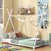 Twin Size Metal House Platform Bed with Triangle Structure, for Kids