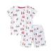 Children S Boys Summer Dress Short Sleeve Top + Shorts Printed Cotton 2 Piece Set White 100