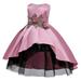 Lovskoo Toddler Kids Girls Birthday Dresses Tutu Tulle Dress Net Yarn Temperament Flowers Bowknot Party Gown Long Dresses Pink