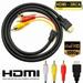 5ft AV Adapter Male 1080P for HDTV Cord Video m/m 3-RCA DVD HDMI to RCA Audio Black