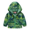 Toddler Boys Girls Casual Jackets Printing Cartoon Hooded Outerwear Zipper Coats Long Sleeve Windproof Coats Green 90