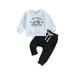 Boys Halloween Pants Set Letters Truck Pumpkin Sweatshirt Sweatpants