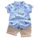 Baby Tops+Pants Dinosaur T-Shirt Outfits Toddler Cartoon Set Kids Boys Boys Outfits Set Blue 100
