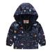 Toddler Boys Girls Casual Jackets Printing Cartoon Hooded Outerwear Zipper Coats Long Sleeve Windproof Coats Black 130