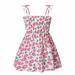 Lovskoo Toddler Girls Strawberry Floral Dress Summer Slip Dress Children Sleeveless Suspender Dress Baby Clothing Pink