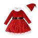 Baby Toddler Girls Outfit Set Kids Suit Christmas Tulle Mesh Dress Hat 2Pcs Set Outfits For 3-4 Years
