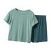 Children S Solid Color Summer Thin Short Sleeved + Shorts Casual Home Service Set Mint Green 130