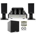 Rockville BluTube Bluetooth Tube Amplifier+Black Bookshelf Speakers+Stands+Sub