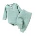 YDOJG Toddler Boys Outfits Set Solid Long Girls Baby Top Pants Ruffles Sleeve Two-Pieces Romper Stripe Outfits Outfits Set For 6-9 Months