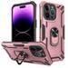 for Military Grade Protection Phone Case for iPhone 12 Pro Case for Women with Stand Heavy Duty Shockproof Hard Case Cover with Magnetic Ring for Apple iPhone 12 Pro 6.1 inch Rosegold