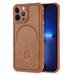 for iPhone 14 Pro Case - Protective Phone Case for Apple iPhone 14 Pro 6.1 inch - Classic PU Leather Slim Cover with Anti-Scratch Microfiber Lining Compatible with Strong MagSafe - Brown