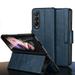 K-Lion Compatible with Samsung Galaxy Z Fold4 Premium PU Leather Case Full Body Protection Flip Folio Case Business Style for Men Shockproof Protective Cover for Samsung Galaxy Z Fold 4 5G Blue