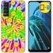 TalkingCase Slim Phone Case Compatible for TCL Stylus 5G 2022 Tie Dye Smiley Face Print w/ Glass Screen Protector Light Weight Flexible Soft USA