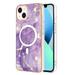 Elepower for Apple iPhone 14 Case Marble Pattern Translucent Magnetic Cover for Girls Women with MagSafe Shockproof TPU Drop Protection for iPhone 14 Phone Case Purple Marble