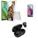 Accessories Bundle for Motorola Moto G Stylus 5G 2023 - Flexible TPU Shockproof Protection Case (Wild Horse) Screen Protector Premium Wireless Earbuds TWS with Charging Case