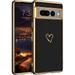 Google Pixel 7 Pro Case Google Pixel 7 Pro Phone Case Electroplating Heart Camera Protection Protective Slim Flexible Non-Slip Bumper Shockproof Google Pixel 7 Pro Case 6.7 Inch Black