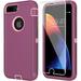 Compitable with iPhone 8 Plus Case iPhone 7 Plus Case + Tempered Glass Screen Protector Heavy Duty Protection Phone Case for iPhone 8 Plus & 7 Plus (WineRed Pink iPhone 8/7 Plus)