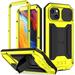 Cover for iPhone 14 Plus Case Heavy Dustproof Shockproof Dropproof Military Grade Rugged Durable Aluminum Metal Case with Kickstand Screen Protector Yellow