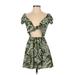 ASOS Casual Dress - A-Line V Neck Short sleeves: Green Print Dresses - Women's Size 4