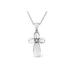 Women's Silver Prong-Set Diamond Accent Floral Cross 18" Pendant Necklace by Haus of Brilliance in Silver