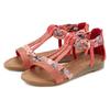 Sandale LASCANA "Sommerschuh, Sandalette", Damen, Gr. 41, rot, Obermaterial: 50% Lederimitat, 50% Textilmaterial. Futter: 100% Lederimitat. Decksohle: 100% Lederimitat. Laufsohle: 100% Synthetik, bedruckt, modisch, Schuhe Sandalette, mit Verzierung...