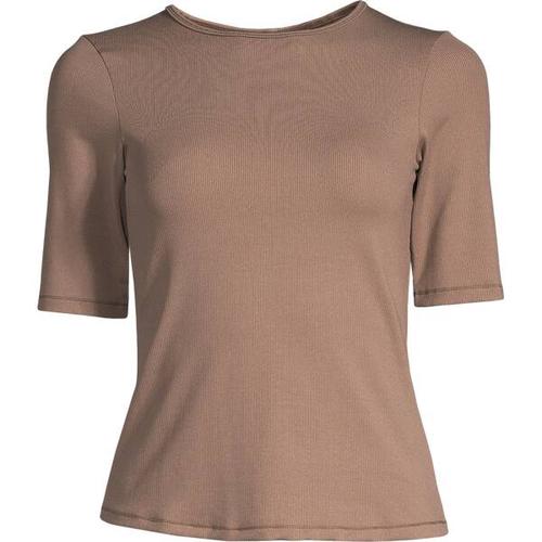 CASALL Damen Shirt Rib Tee, Größe 40 in Braun