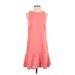 Ann Taylor LOFT Casual Dress - DropWaist Crew Neck Sleeveless: Pink Print Dresses - Women's Size 2