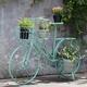 Yesbon Plant Stand Flower Pot Cart Holder Bicycle Holder Wrought Iron Planter Display Rack with 4 Baskets Outdoor Garden Plant Holder for Home Deck Garden Patio,Green