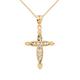 Two Tone 9 ct Yellow Gold Love Heart Woven Filigree Cross Pendant Necklace (Available Chain Length 16"- 18"- 20"- 22") 22"