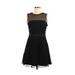 Diane von Furstenberg Cocktail Dress - A-Line Crew Neck Sleeveless: Black Print Dresses - Women's Size 6