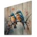 Red Barrel Studio® Danushan Blue Birds Sitting On Tree Branch I On Wood Print Wood in Blue/Brown/Pink | 15 H x 15 W x 0.78 D in | Wayfair